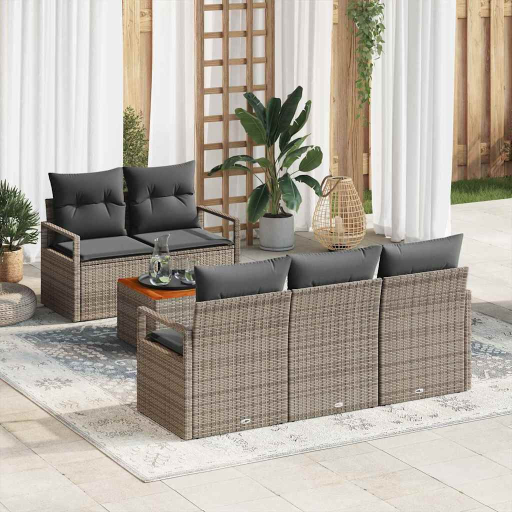 vidaXL Gartensofa-set mit Speicher 6 pcs Grau Poly-Rattan