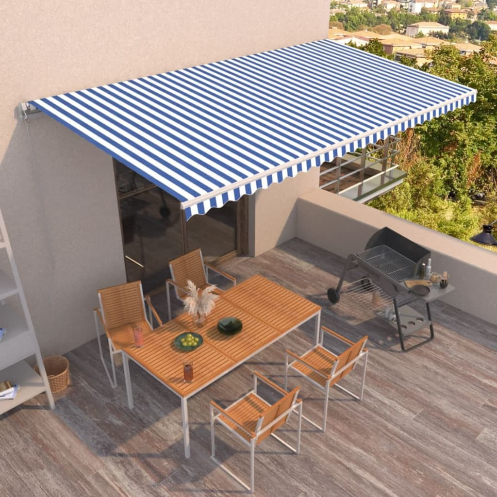 vidaXL Markise Manuell Einziehbar 600x350 cm Blau und Weiß