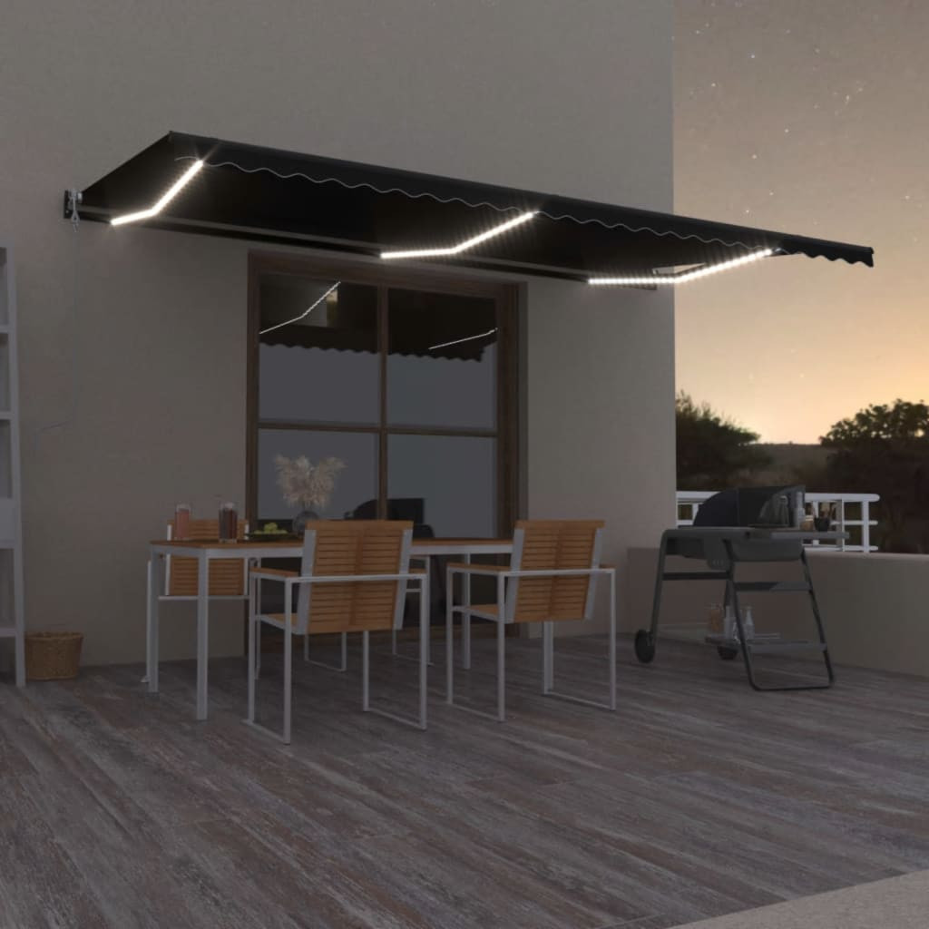 vidaXL Automatische Markise mit LED & Windsensor 600x350 cm Anthrazit
