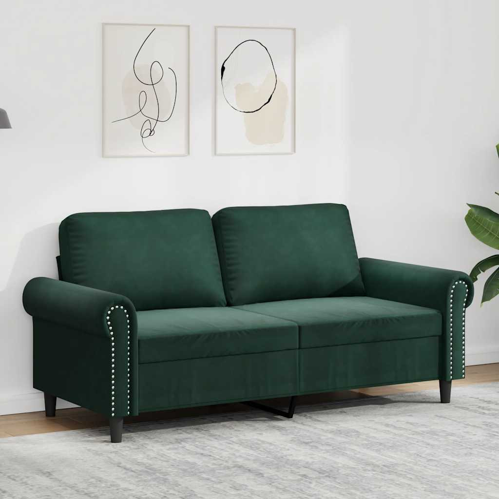 vidaXL 2-Sitzer-Sofa Dunkelgrün 140 cm Samt