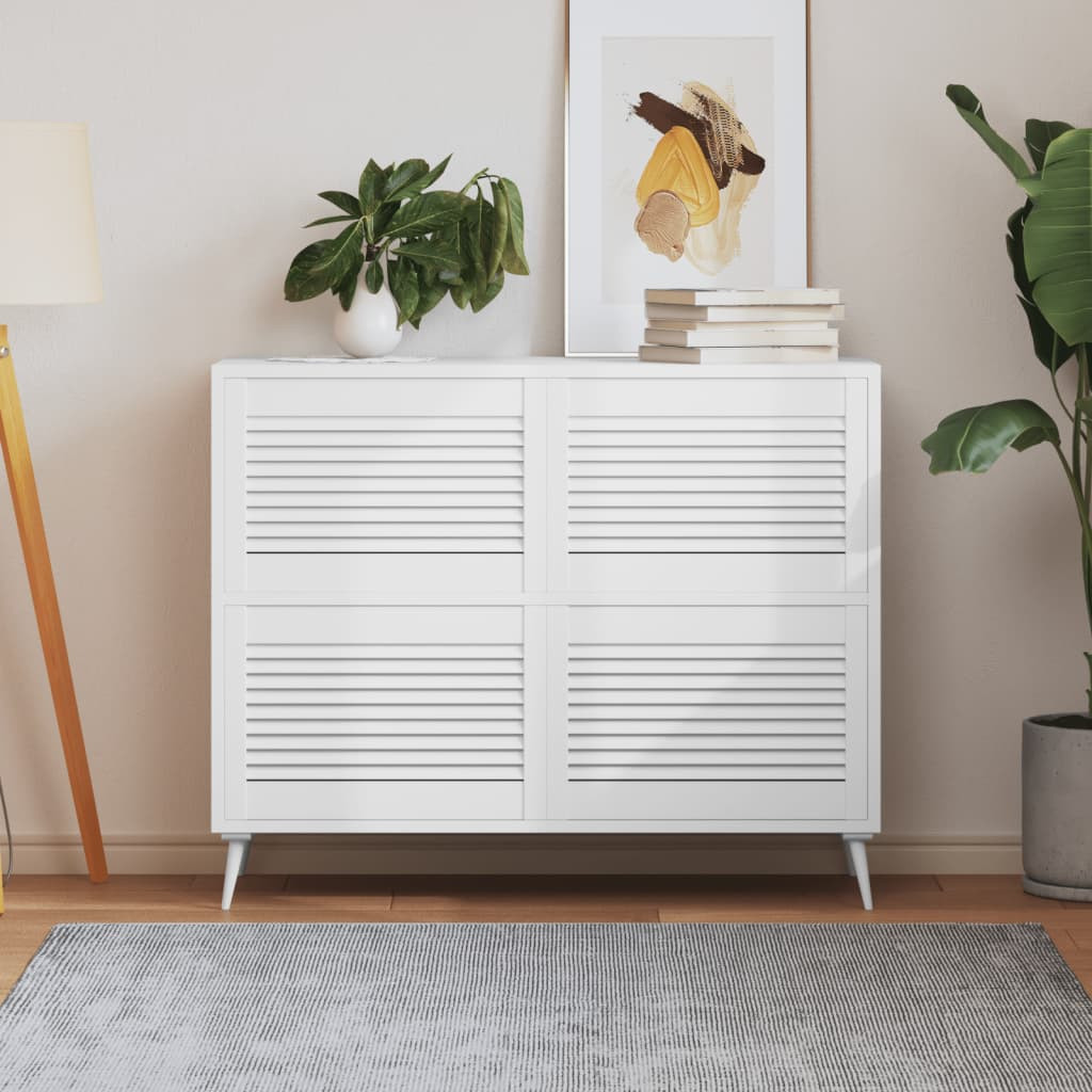vidaXL Schranktüren Lamellen-Design 4 Stk Weiß 39,5x59,4 cm Massivholz