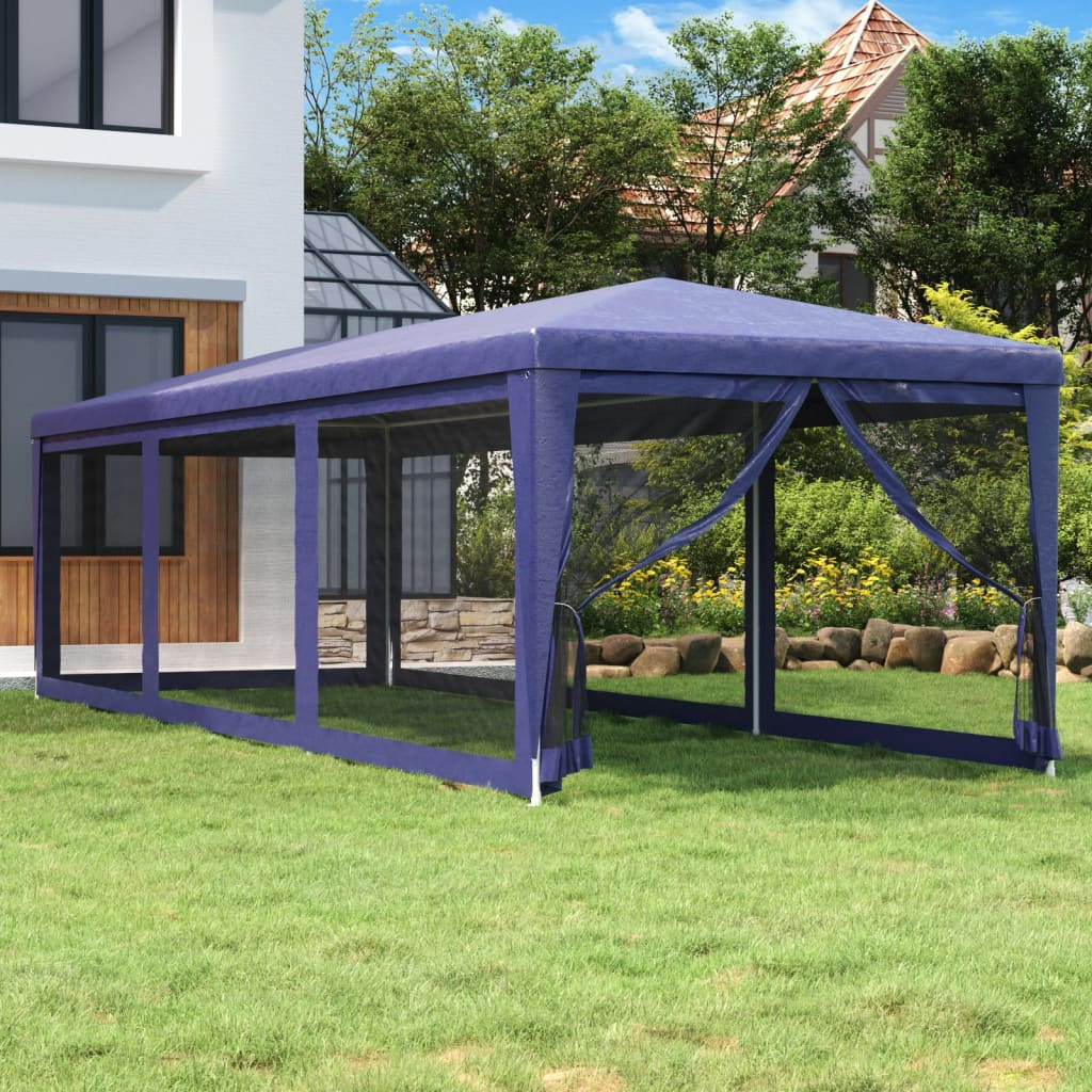vidaXL Partyzelt mit 8 Mesh-Seitenwänden Blau 3x9 m HDPE
