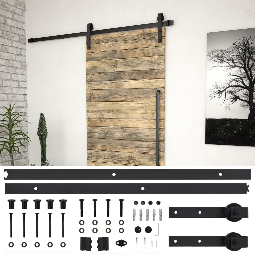 vidaXL Schiebetürbeschlag-Set SKIEN 183 cm Stahl Schwarz