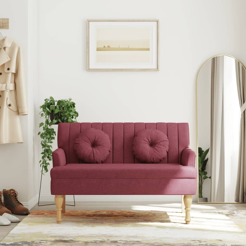 vidaXL Sitzbank mit Kissen Weinrot 113x64,5x75,5 cm Stoff
