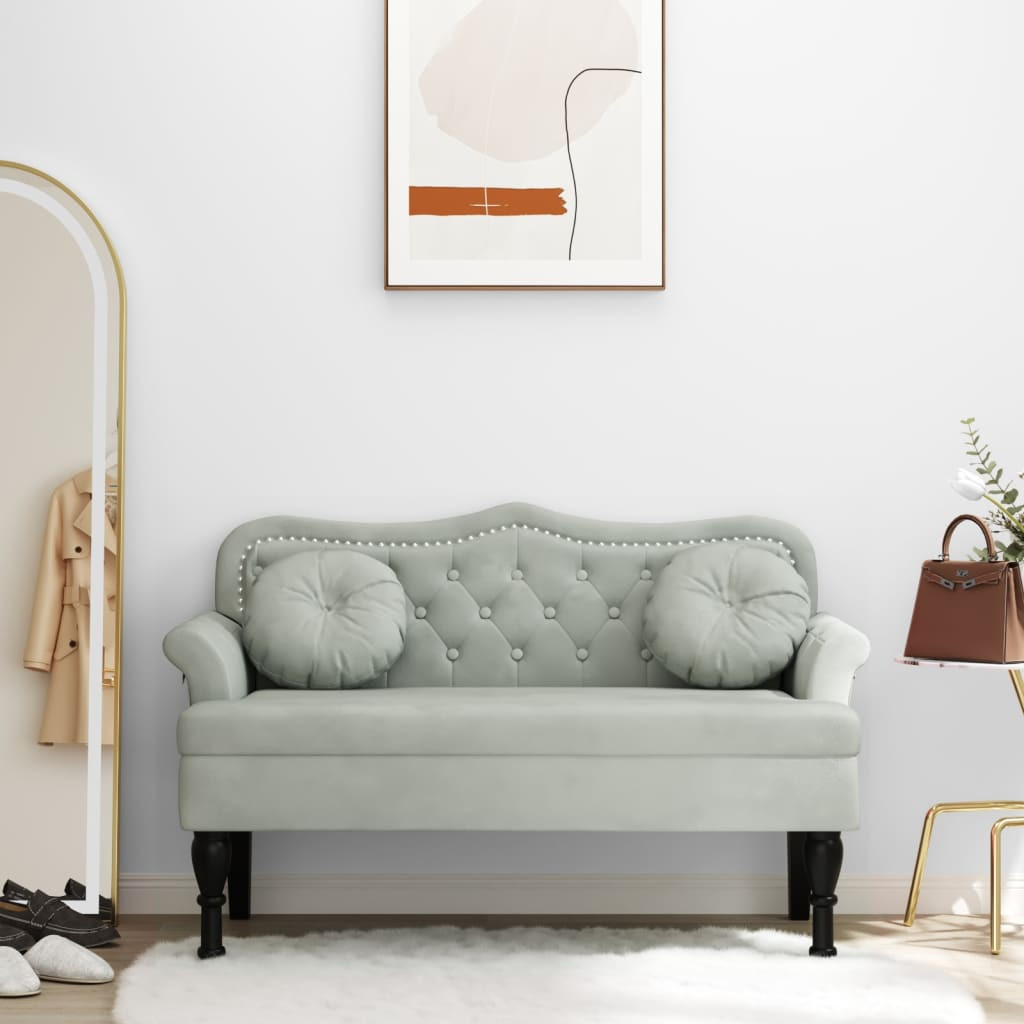 vidaXL Bank mit Kissen Hellgrau 120,5 x 65 x 75 cm Samt