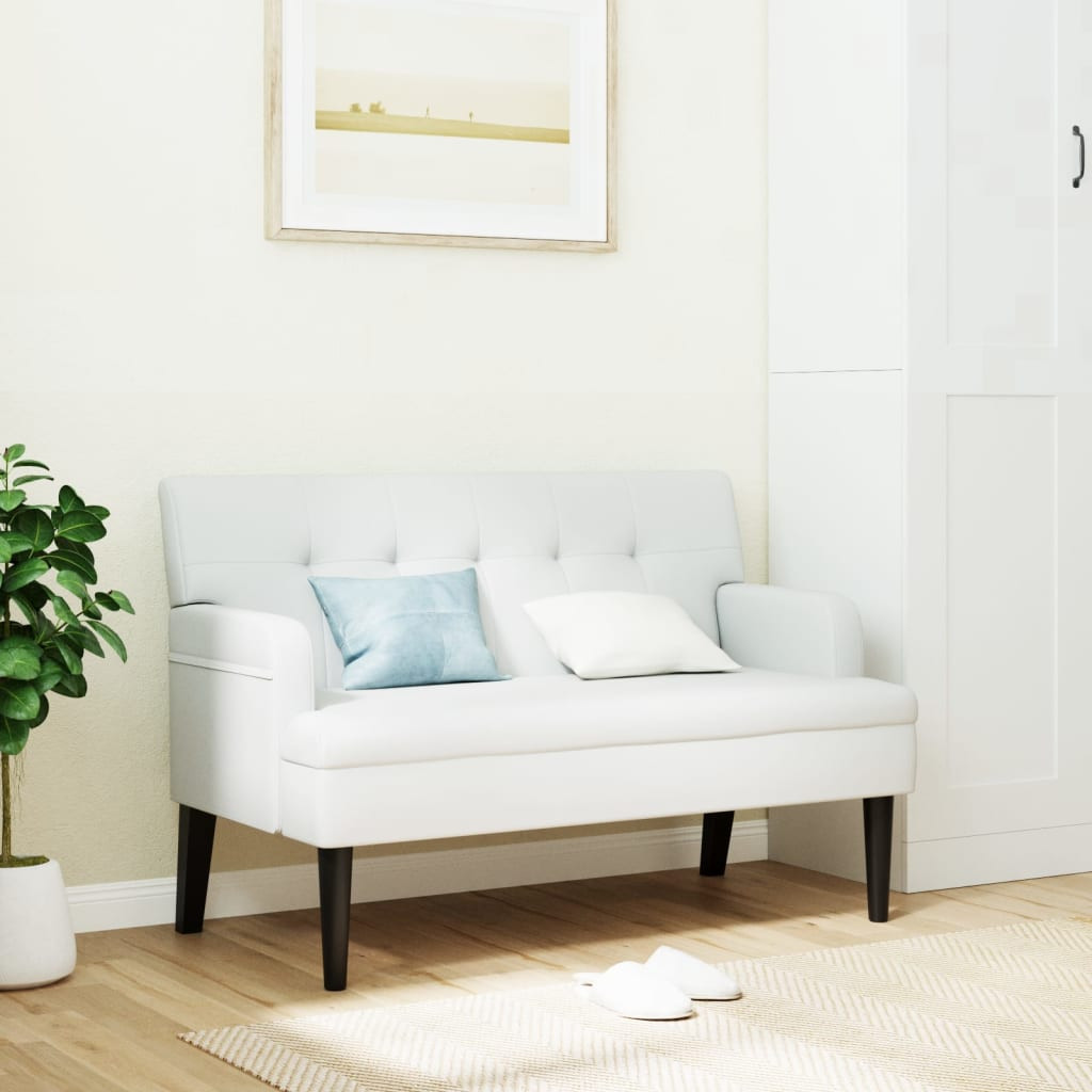 vidaXL Sitzbank mit Rückenlehne Weiß 112x65,5x75 cm Kunstleder