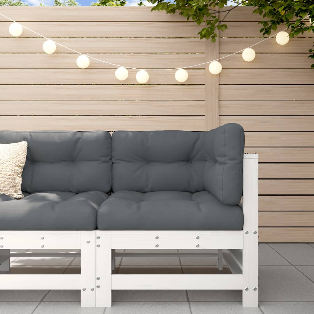 vidaXL Garten-Ecksofa Weiß Massivholz Kiefer