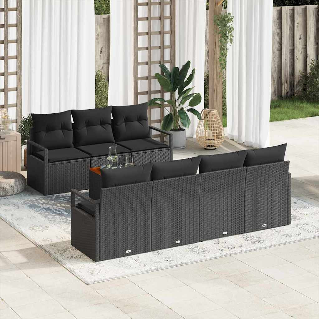 vidaXL Gartensofa-set mit Speicher 8 pcs Schwarz Poly-Rattan