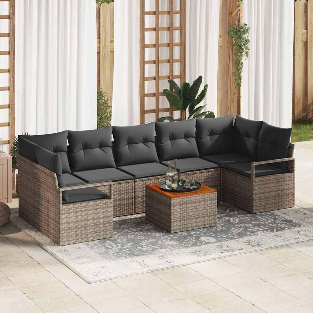 vidaXL Gartensofa-set mit Speicher 8 pcs Grau Poly-Rattan