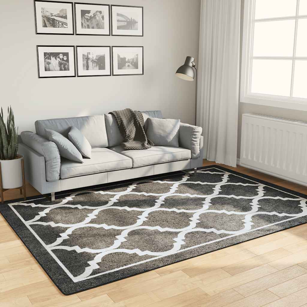 vidaXL Teppich Waschbar Schwarz und Weiß 160x230 cm