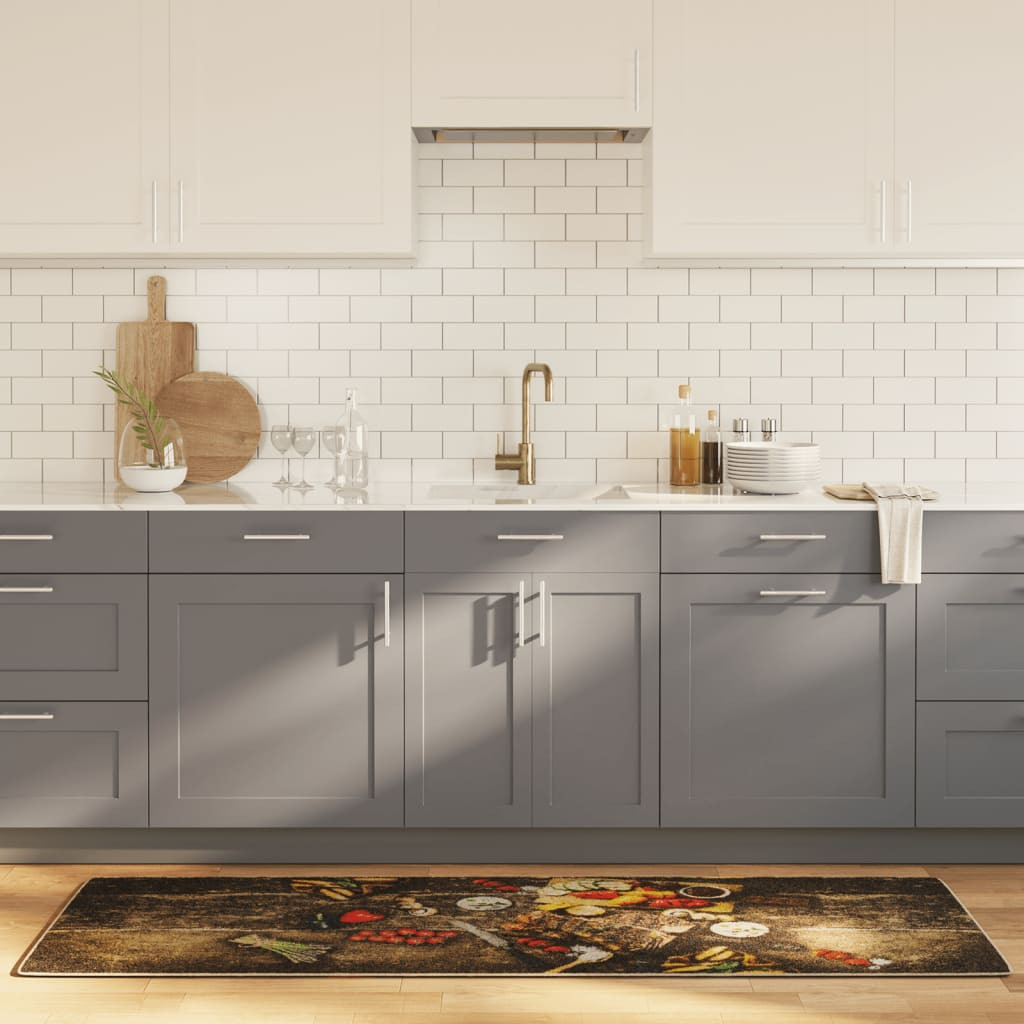 vidaXL Küchenteppich Mehrfarbig 60x180 cm Waschbar