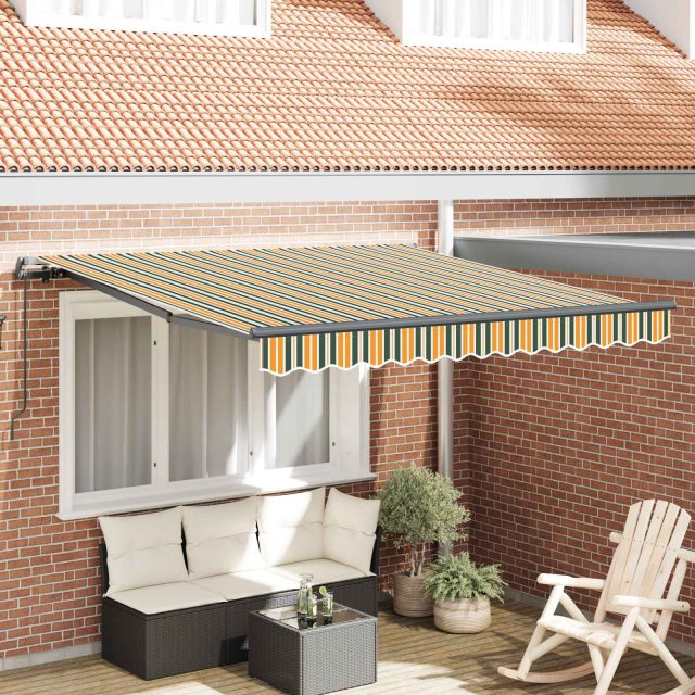 vidaXL Ausziehbare Markise Grün und Gelb 300 x 250 cm