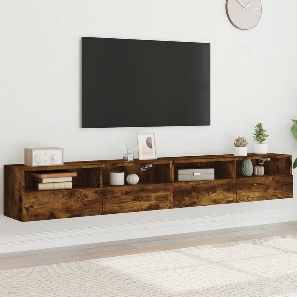 vidaXL TV-Wandschränke 2 Stk. Räuchereiche 100x30x30 cm Holzwerkstoff