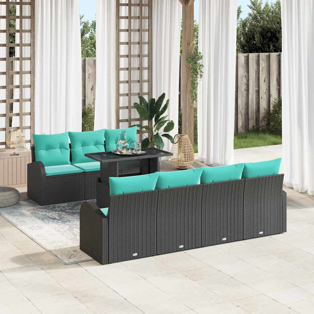 vidaXL Gartensofa-set mit Kissen mit Kissen 8 pcs Schwarz Poly Rattan