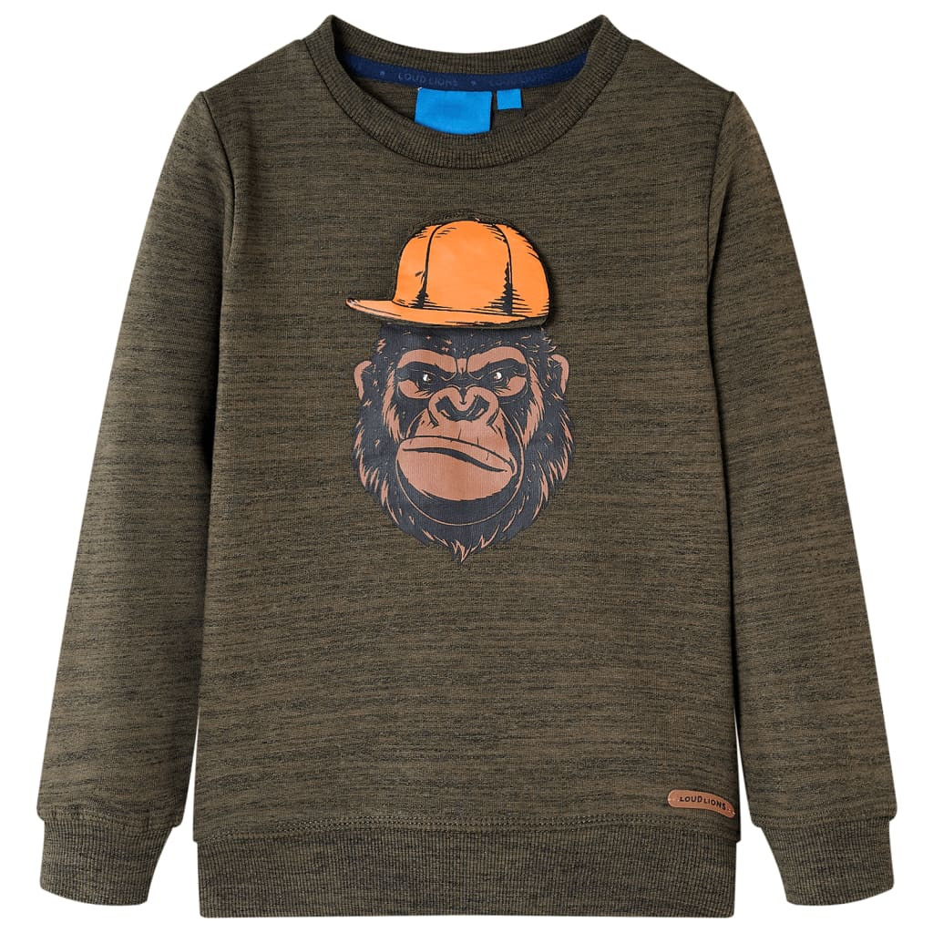 Kinder-Sweatshirt Dunkelkhaki Melange 116