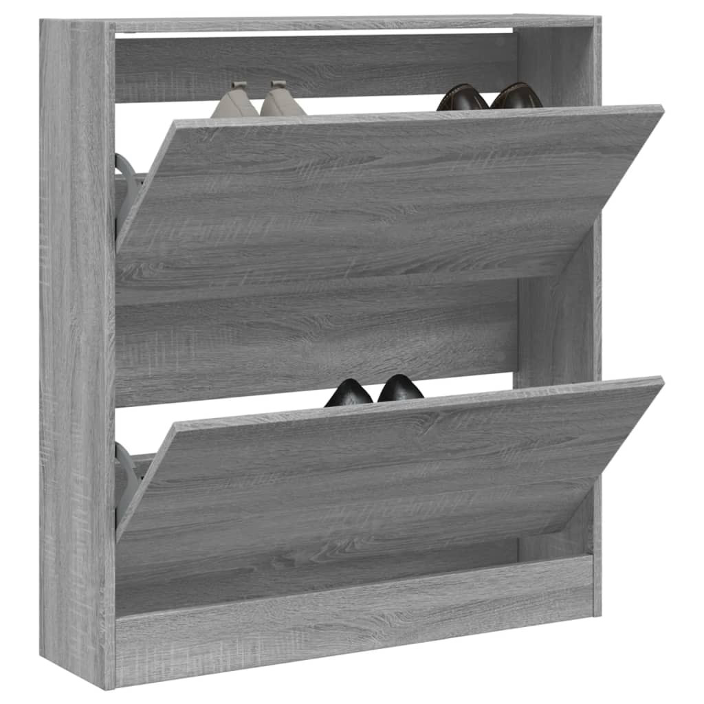 vidaXL Schuhschrank Grau Sonoma 80x21x87,5 cm Holzwerkstoff