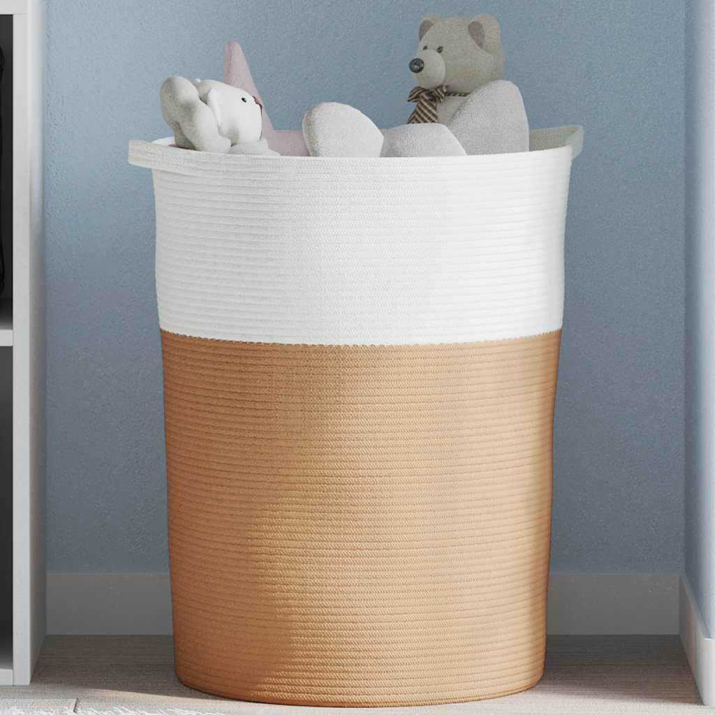 vidaXL Aufbewahrungskorb Braun und Weiß Ø49x65 cm Baumwolle