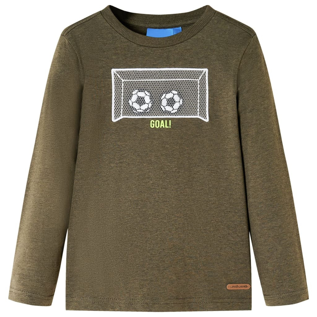 Kinder-Langarmshirt Khaki Melange 116