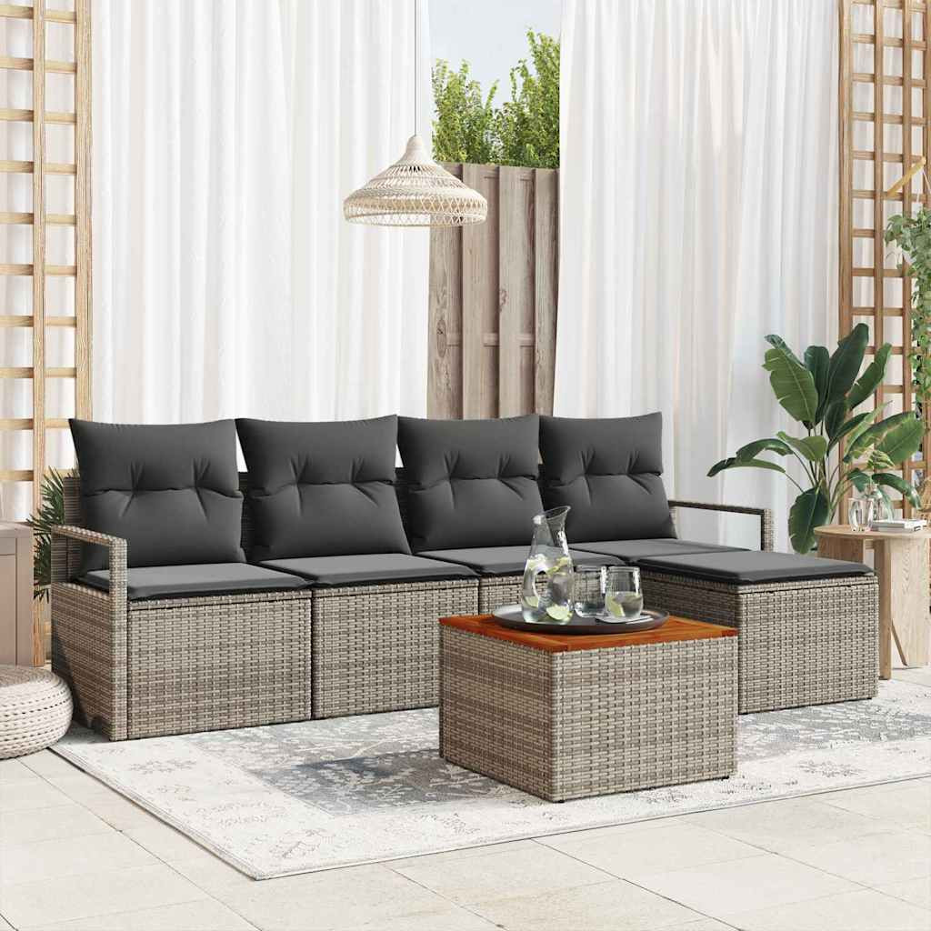 vidaXL Gartensofa-set mit Speicher 6 pcs Grau Poly-Rattan