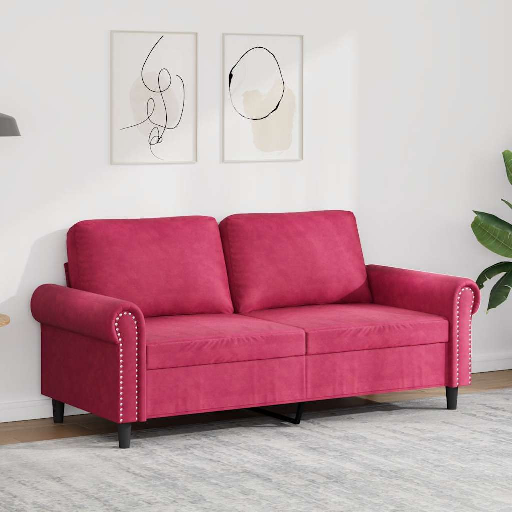 vidaXL 2-Sitzer-Sofa Weinrot 140 cm Samt