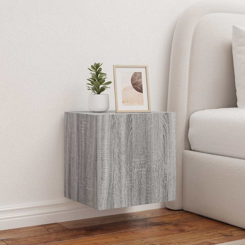 vidaXL TV-Wandschrank mit LED-Leuchten Grau Sonoma 40,5x35x40 cm