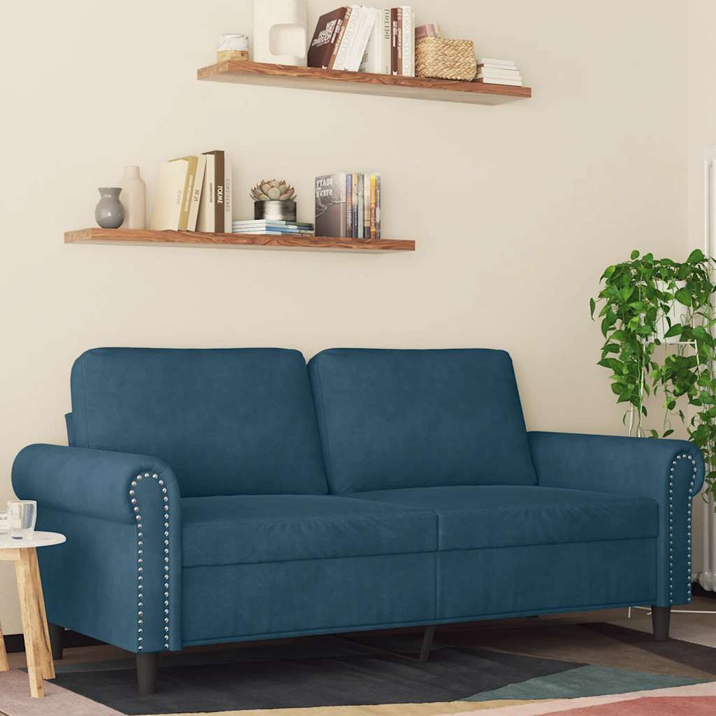 vidaXL 2-Sitzer-Sofa Blau 140 cm Samt