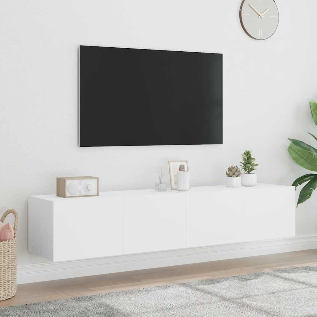vidaXL TV-Wandschränke mit LED-Leuchten 2 Stk. Weiß 80x35x31 cm