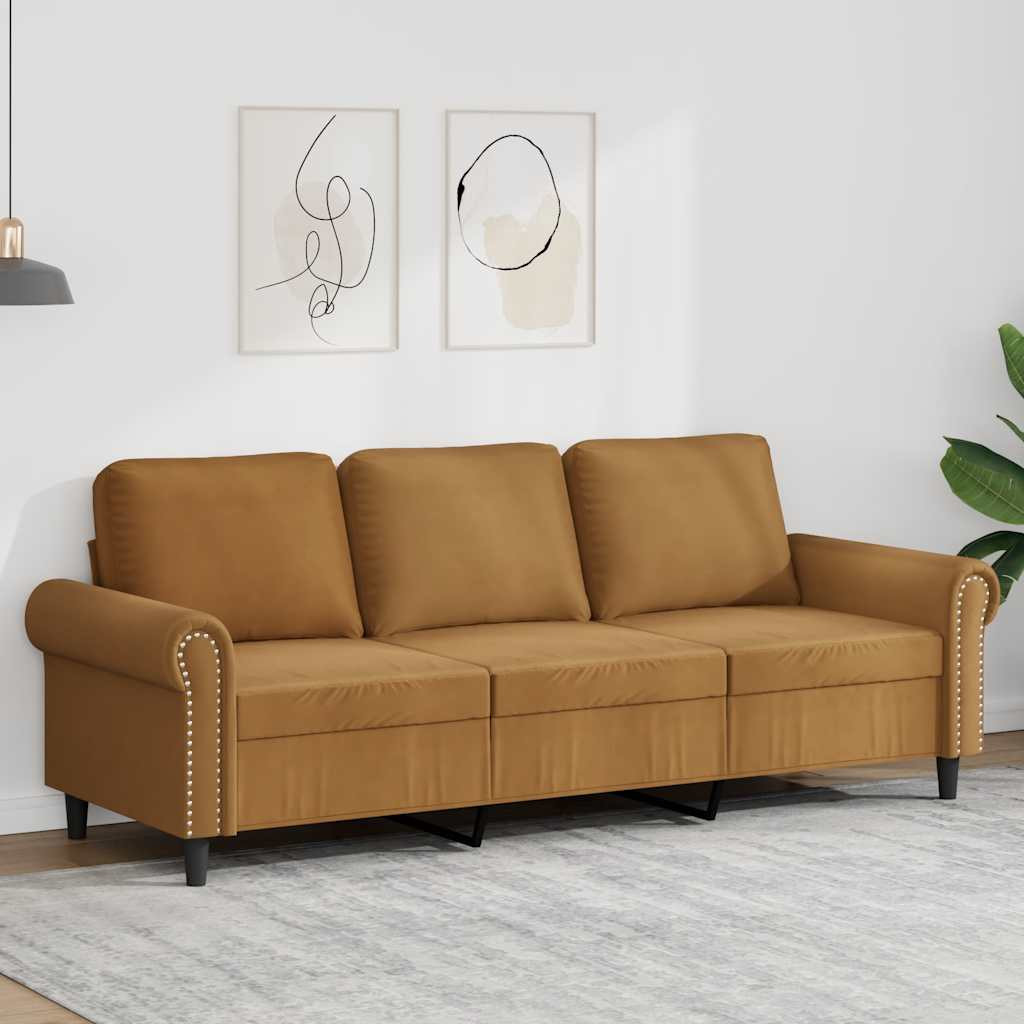 vidaXL 3-Sitzer-Sofa Braun 180 cm Samt