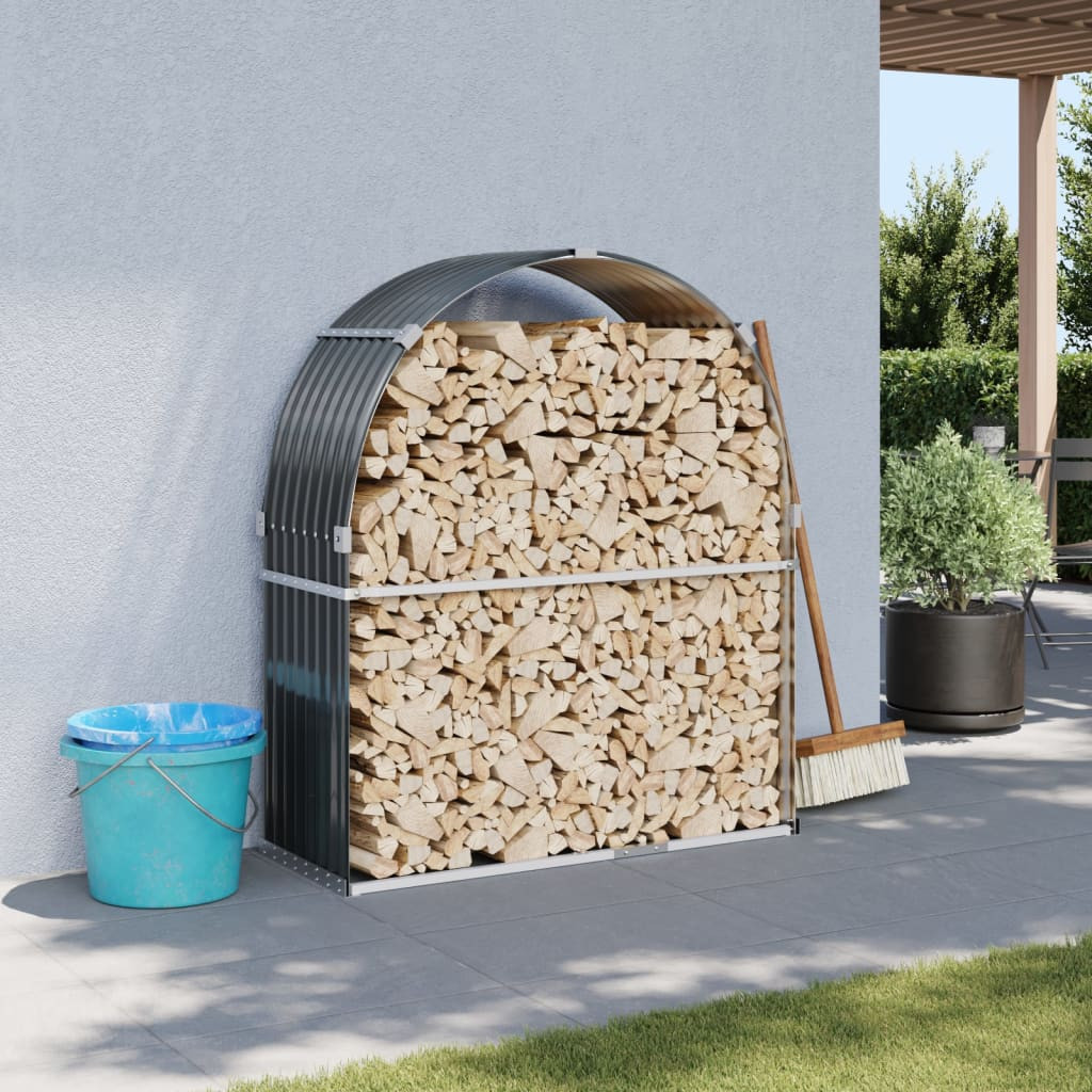 vidaXL Holzkorb Anthrazit 120 x 45 x 140 cm Verzinkter Stahl