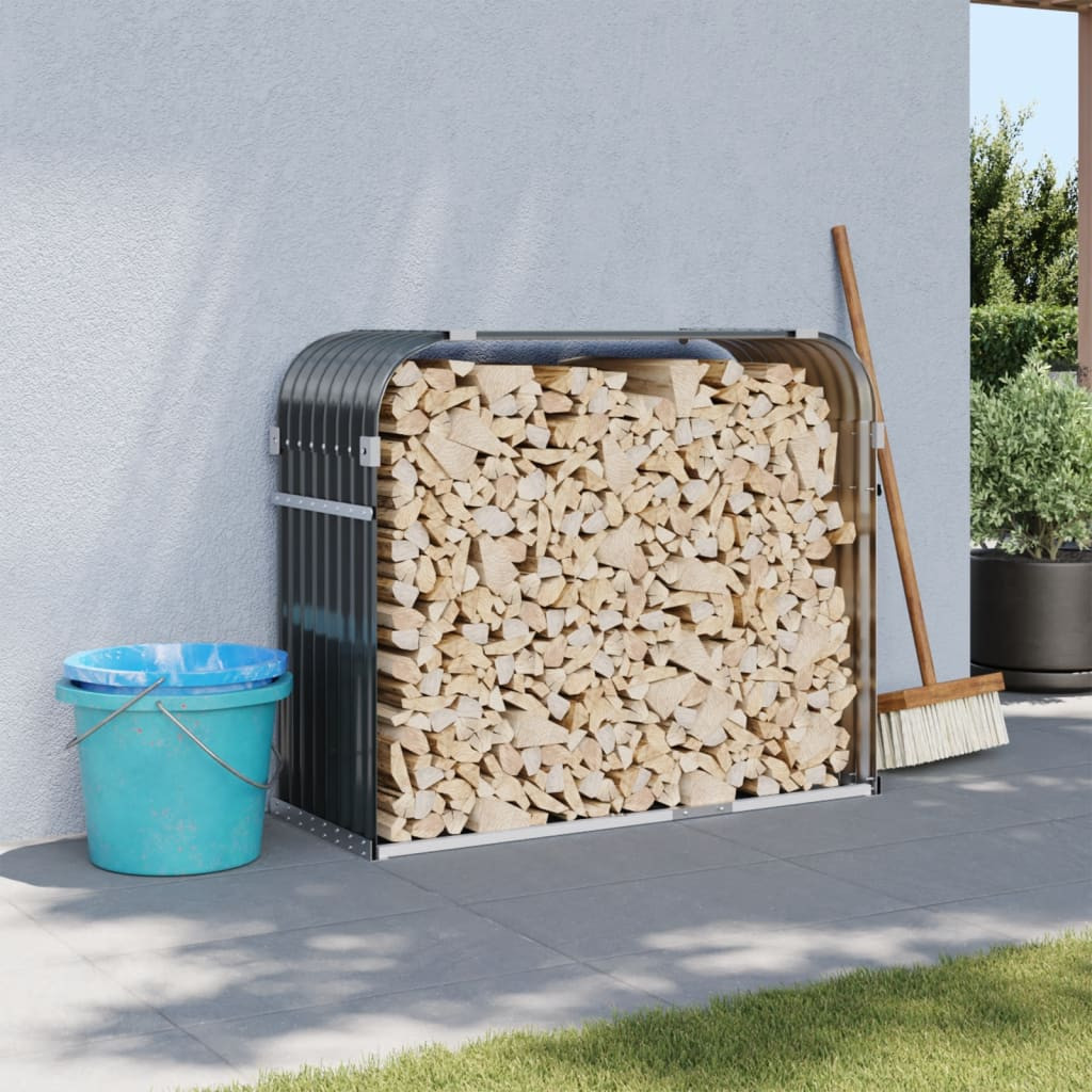 vidaXL Holzkorb Anthrazit 120x45x100 cm Verzinkter Stahl