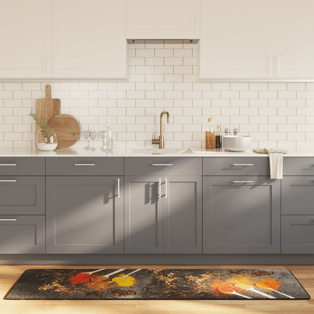 vidaXL Küchenteppich Mehrfarbig 60x180 cm Waschbar