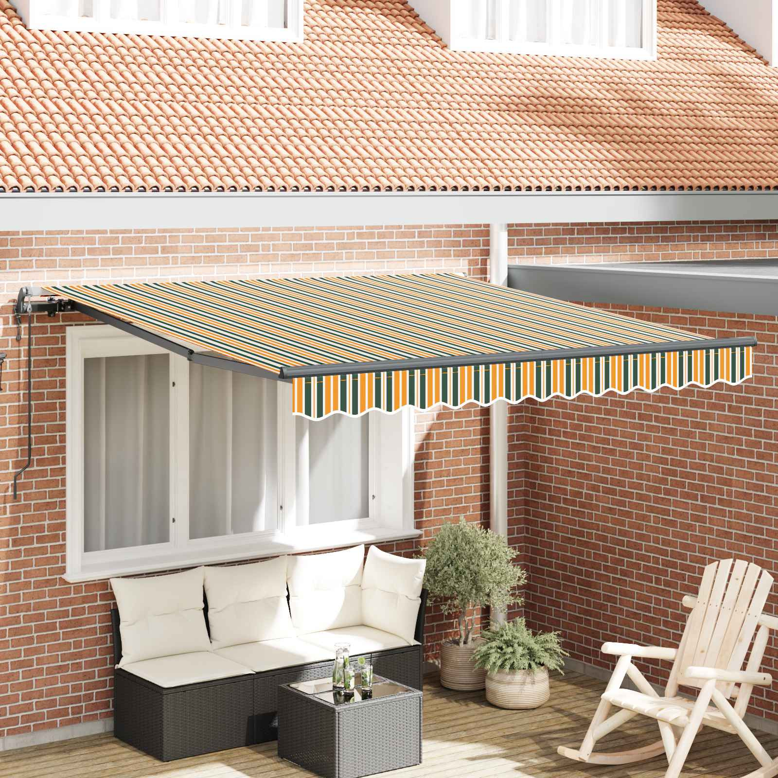 vidaXL Ausziehbare Markise Grün und Gelb 300 x 250 cm
