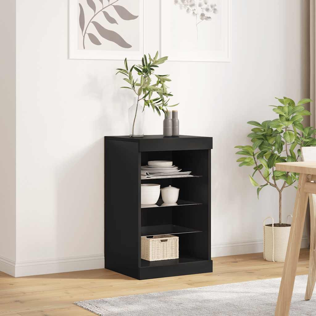 vidaXL Sideboard mit LED-Leuchten Schwarz 41x37x67 cm