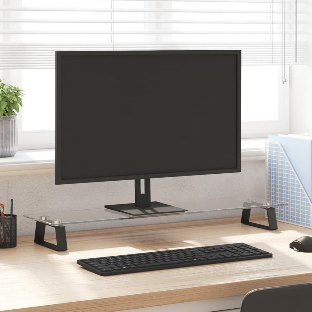 vidaXL Monitorständer Schwarz 80x20x8 cm Hartglas und Metall
