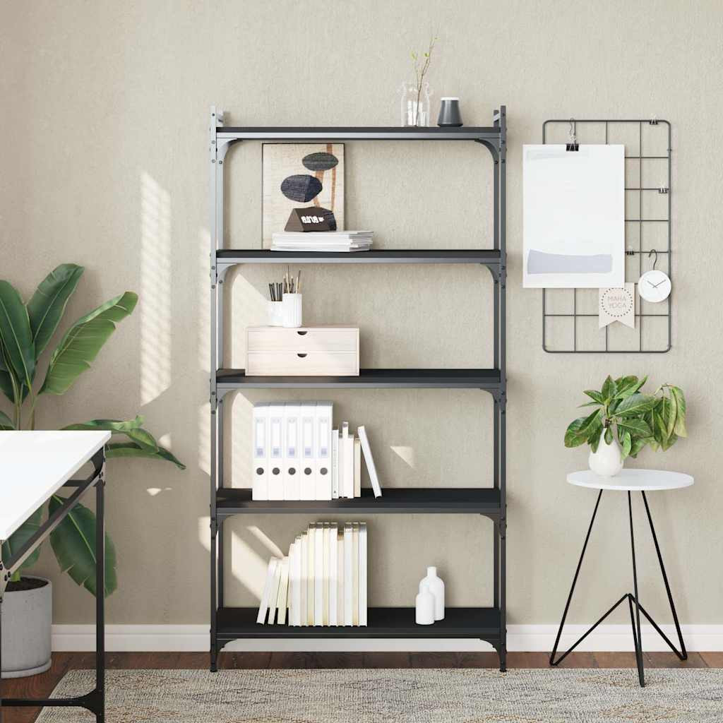 vidaXL Bücherregal 5 Böden Schwarz 80x30x154 cm Holzwerkstoff