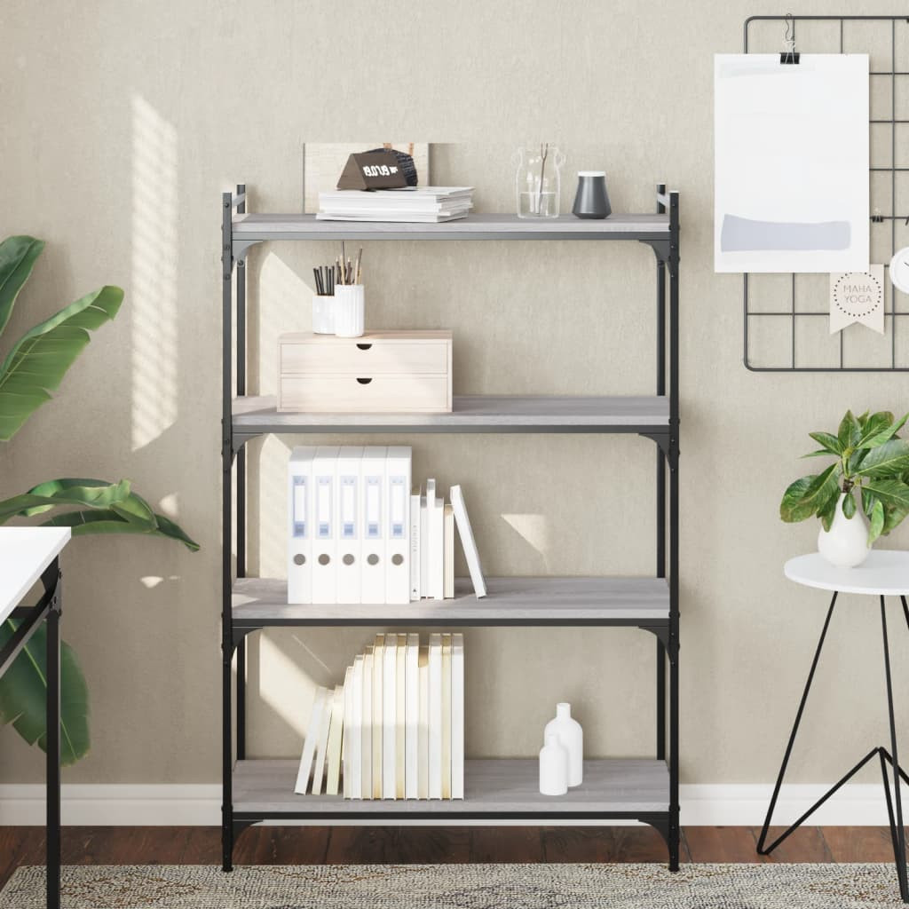 vidaXL Bücherregal 4 Böden Grau Sonoma 80x30x120 cm Holzwerkstoff