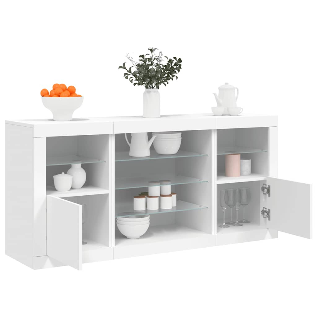 vidaXL Sideboard mit LED-Leuchten Weiß 142,5x37x67 cm