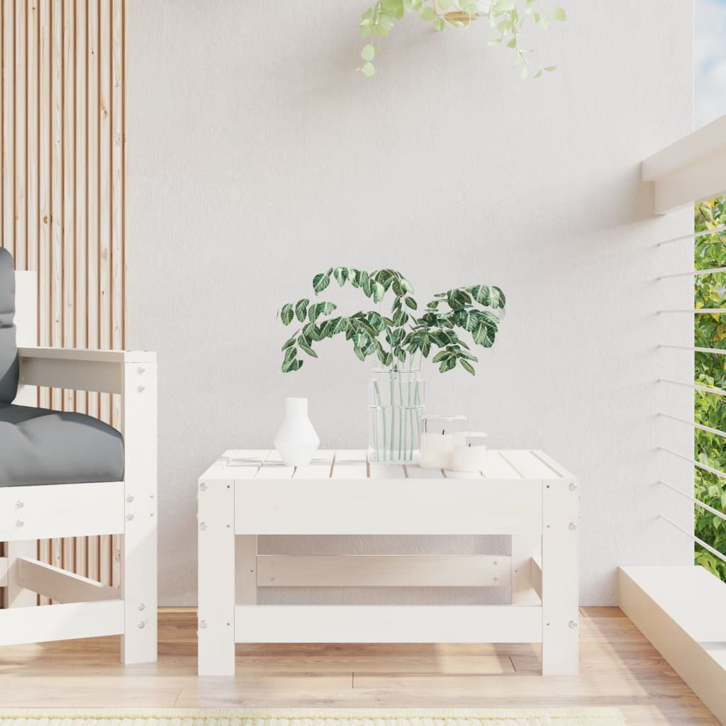 vidaXL Gartenhocker Weiß Massivholz Kiefer