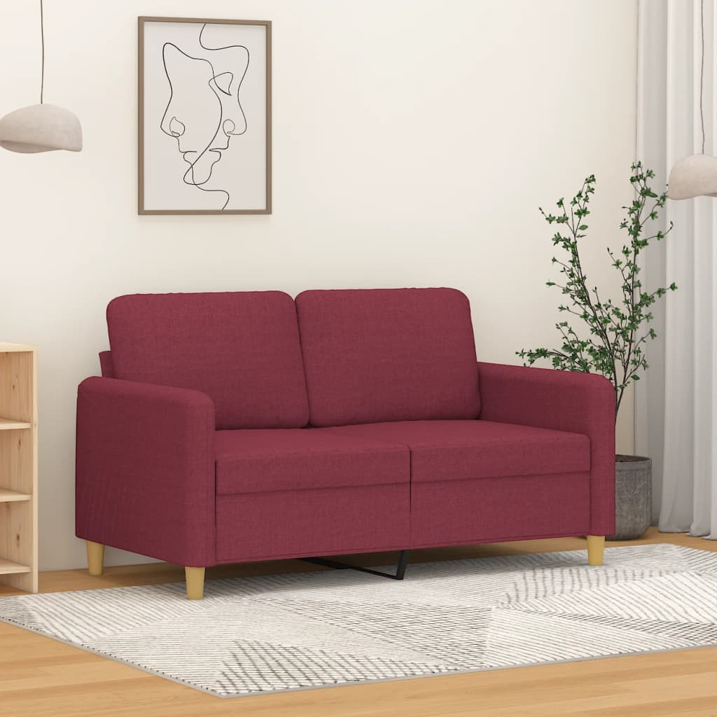 vidaXL 2-Sitzer-Sofa Weinrot 120 cm Stoff