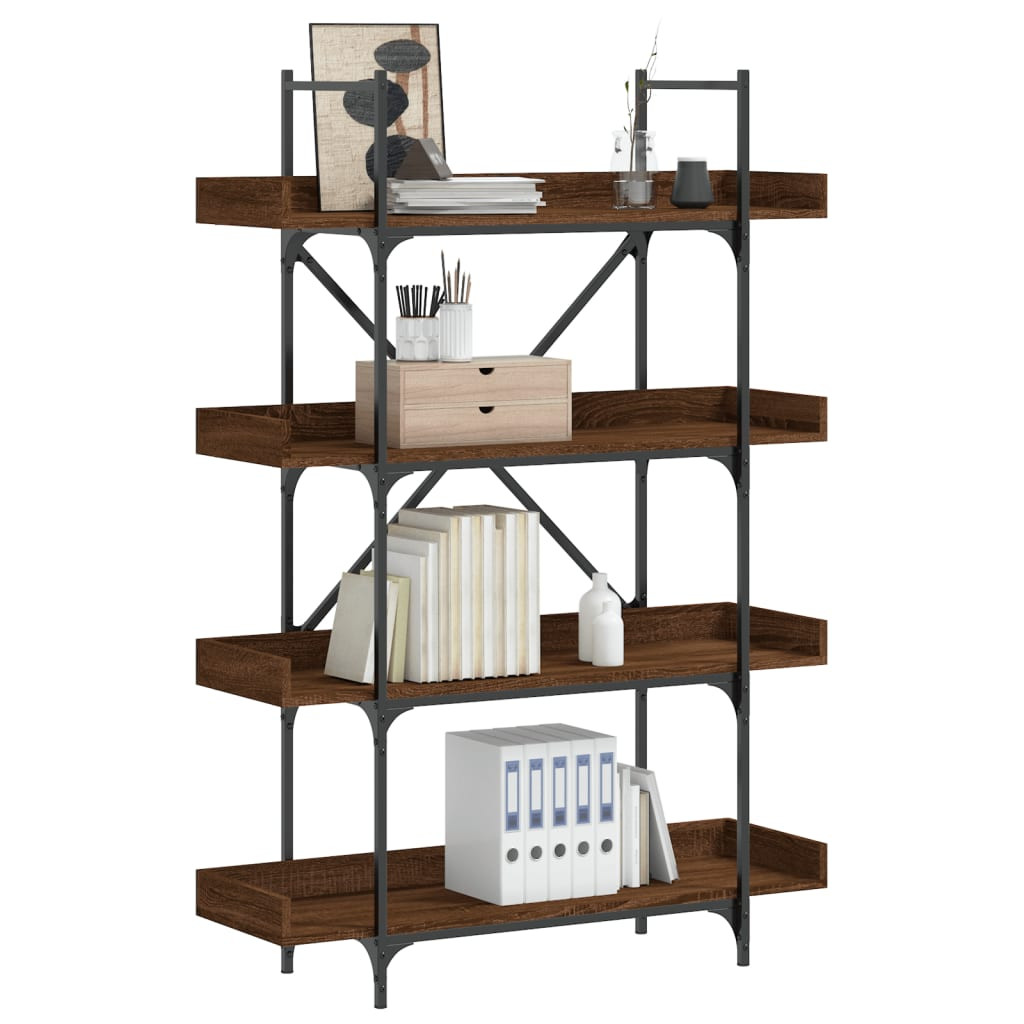 vidaXL Bücherregal 4 Böden Braun Eiche-Optik 100x33x145,5 cm