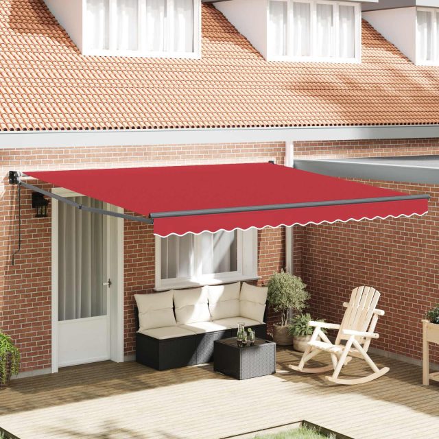 vidaXL Ausziehbare Markise Rot 400 x 300 cm Polyester und Metall