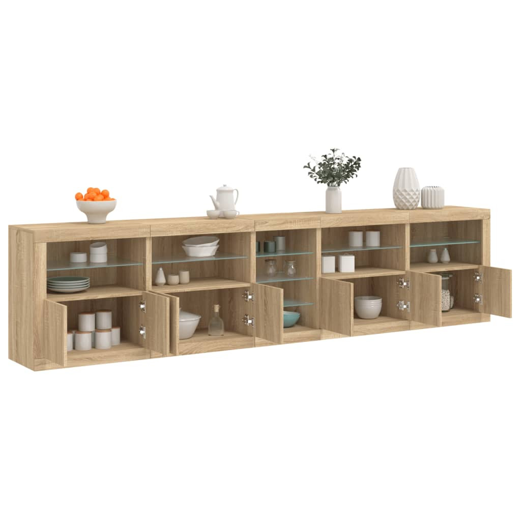 vidaXL Sideboard mit LED-Leuchten Sonoma-Eiche 283x37x67 cm