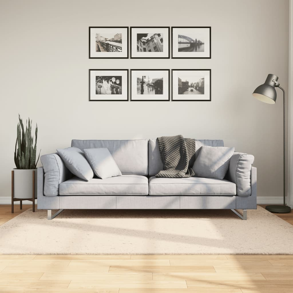 vidaXL Teppich HUARTE Kurzflor Weich und Waschbar Beige 140x200 cm