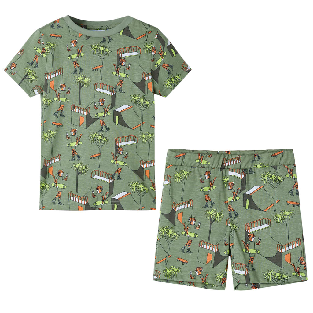 Kinderpyjama mit Kurzen Ärmeln Hellkhaki 128