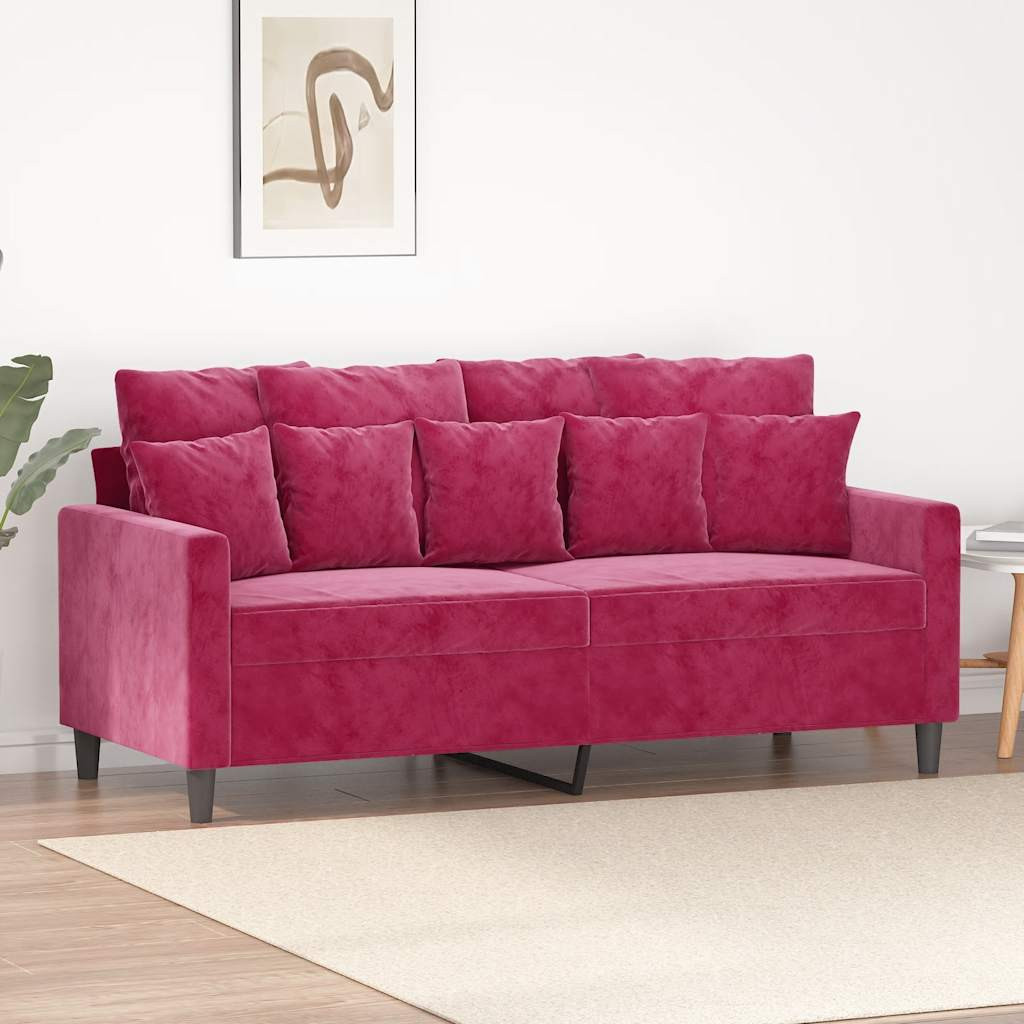 vidaXL 2-Sitzer-Sofa Weinrot 140 cm Samt
