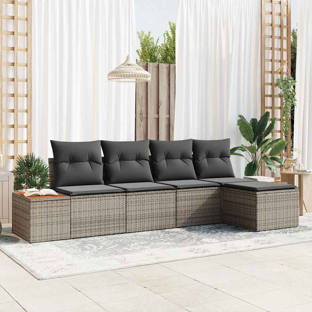 vidaXL Gartensofa-set mit Kissen mit Speicher 6 pcs Grau Polyrattan