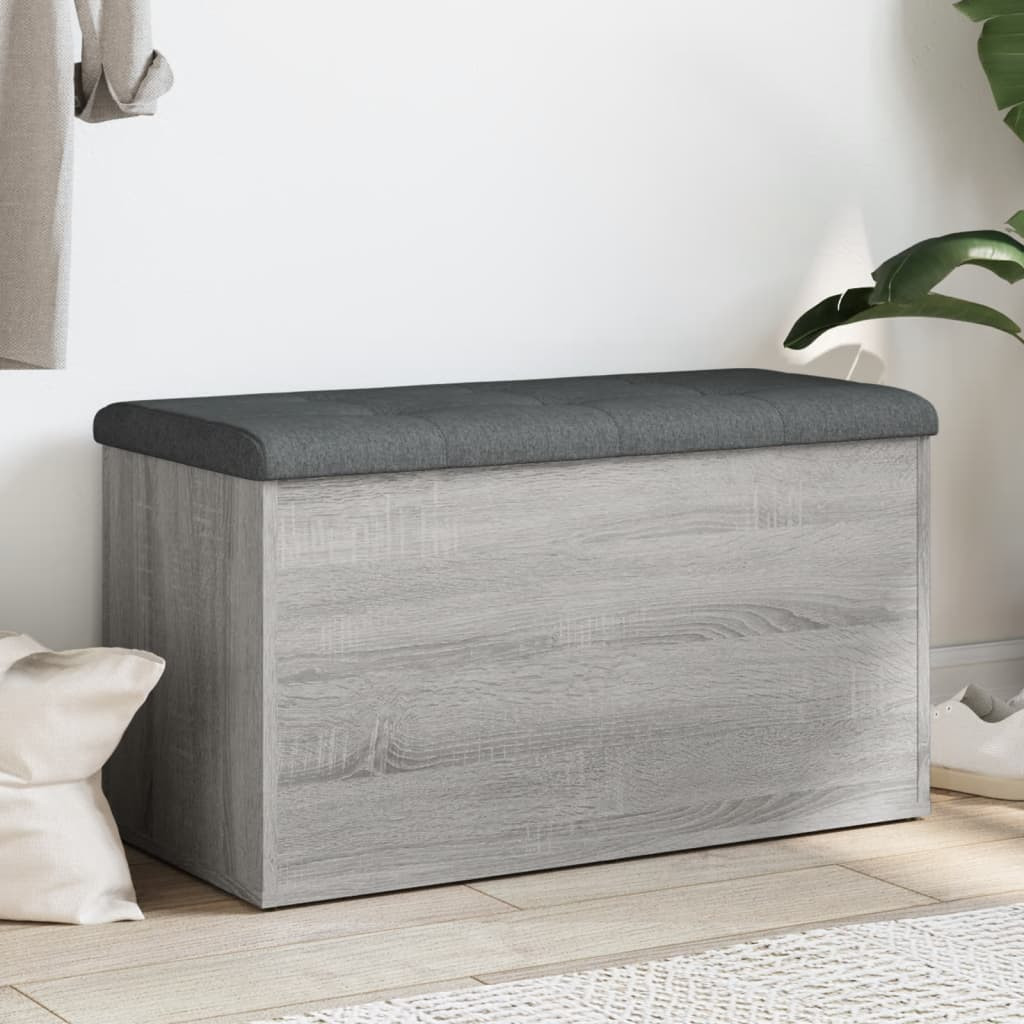 vidaXL Sitzbank mit Stauraum Grau Sonoma 82x42x45 cm Holzwerkstoff