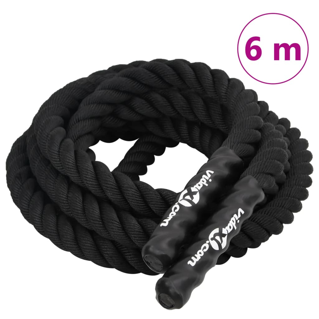 vidaXL Battle Rope Schwarz 6 m 4,5 kg Polyester