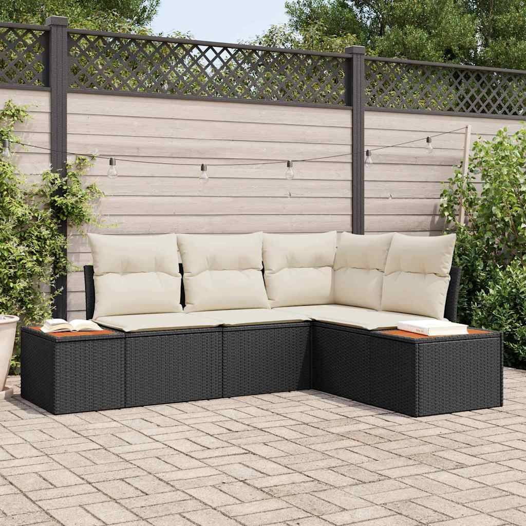 vidaXL Gartensofa-set mit Kissen 4 pcs Schwarz und Creme Polyrattan