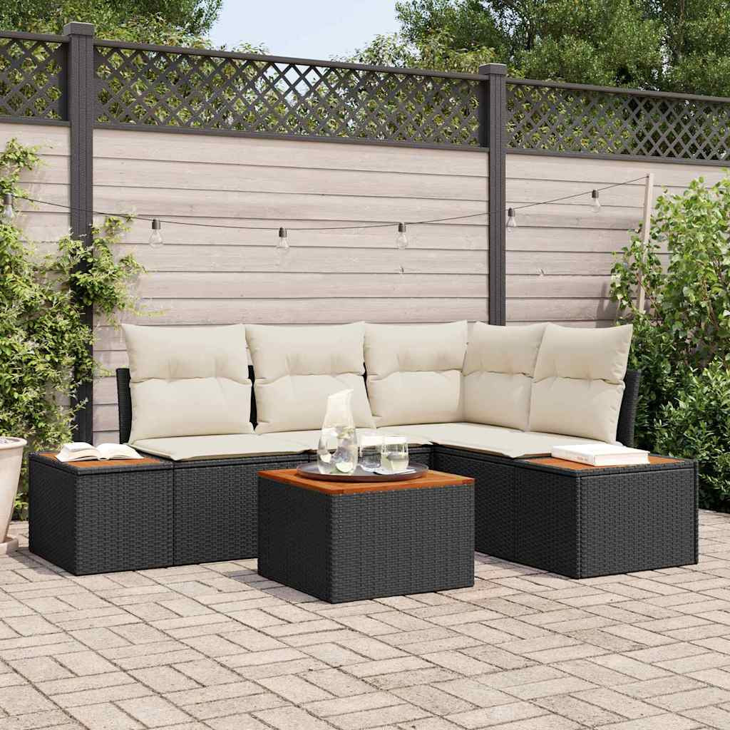 vidaXL Gartensofa-set mit Kissen 4 pcs Schwarz und Creme Polyrattan
